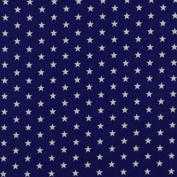 Baumwoll Druck Sterne Marineblau/Weiß  Ø 1 cm